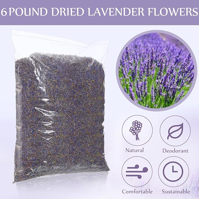 Treela 6 Pound Dried Lavender Bulk Dry Lavender Buds Fragrant Flower Petals for DIY Wedding Gift Crafts Fragrance Sachets