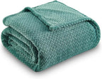 NEWCOSPLAY Super Soft Twin Blanket Light Teal Premium Silky Flannel Fleece Leaves Pattern Lightweight Bed Blanket All Season Use (Light Teal, Twin(60"x80"))