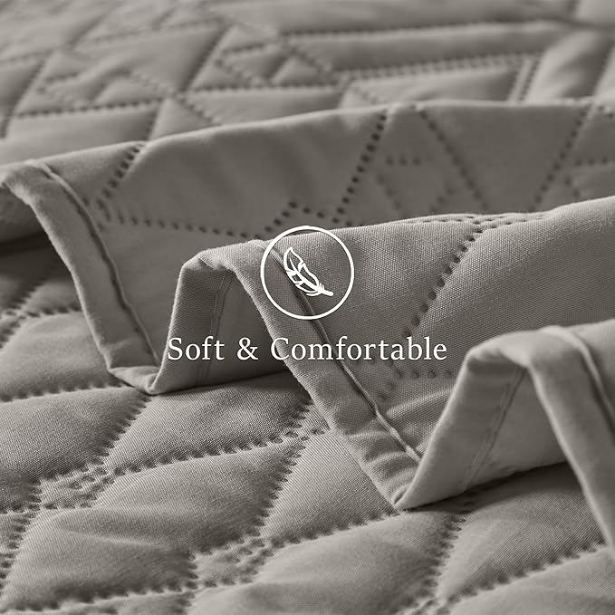 akkialla Twin Size Quilt Bedding Set,Dark Grey Lightweight Microfiber Soft Bedspreads,Modern Style Geoetric Pattern Coverlet Set for All Seasons,2 Piece(1 Quilt,1Pillow Sham)