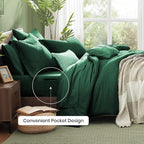 Monbix Queen Comforter Set - 7 Pieces Cationic Dyeing Emerald Green Bed in a Bag Queen Bedding Sets with Comforter, Sheets, Pillowcases & Shams, Reversible Bedding Comforters Sets