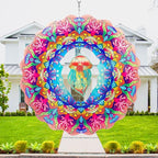 Wind Spinner Outdoor Metal Jellyfish 12inch 3D Stainless Steel Garden Sculpture 3D Wind Spinner Hanging Yard Garden Decor Gifts Indoor/Outdoor Décor