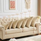 GAWAMAY Decorative Chenille Throw Pillow Covers 26x26 Inch Pack of 2, Soft Square Couch Pillow Cover for Sofa Cushion Living Room Bedroom Solid Dyed Oversized Pillowcases Khaki 66x66cm (ONLY Covers)