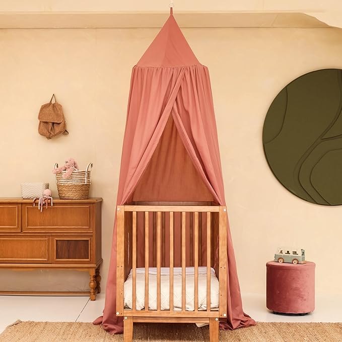 Pink Kids Bed Canopy for Child Bedroom | Nursery Crib Hanging Curtain | Baby Mosquito Net Bedding for Girls Play Room Decoration | Reading Nook Canopies Toddler Dome Tent