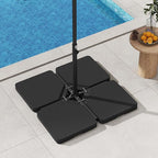 Giantex 225 lbs Fillable Patio Offset Umbrella Base, 4-Piece Cantilever Stand with Water and Sand Reservoirs, 4 Connecting Pins, Heavy Duty HDPE Umbrella Weighted Plates for Poolside, Garden, Yard