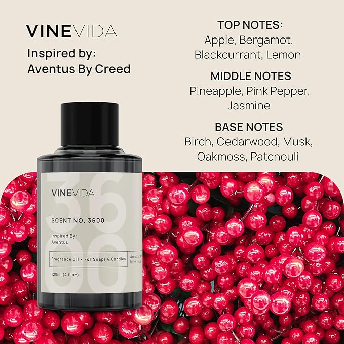 VINEVIDA Reed Diffuser for Home & Bathroom | Long-Lasting Scent Sticks Set | Oil Stick Diffuser | Bathroom Scent - Room Fragrance No. 3600 - Inspired by: Aventus