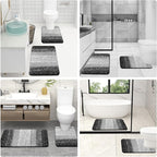 OLANLY Bathroom Rug Set 2 Piece, Soft Absorbent Microfiber Bath Mats and U-Shaped Contour Toilet Rug, Non-Slip, Machine Wash Dry, Plush Shaggy Bath Mats for Bathroom (30"x20"+24"x20", Black)