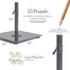 Business & Pleasure Co. Vintage Black Umbrella Base - Perfect for The Patio Table or Pool - Heavy Outdoor Square Metal Stand - Fits Beach, Market, & Patio Umbrellas - 55 lbs