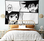 Ambesonne Anime Tapestry, Japanese Comics Strip Boy and Girl Fight Scene Manga Image Cartoon Print, Fabric Wall Hanging Decor for Bedroom Living Room Dorm, 45" X 30", Black White Grey