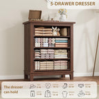 GarveeHome 4 Dresser for Bedroom, 34.8 in Tall Vertical Drawer Dresser with Large Storage, Freestanding Wooden Closet Chest for Bedroom, Living Room, Walunt