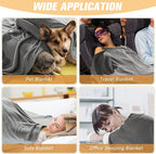 Newwiee 15 Pack Fleece Blankets Bulk 50 x 60 Inch Double Sided Ultra Soft Fleece Throw Blankets Bulk Lightweight Warm for Airplane Home Office Wedding Gifts Outdoor Use (Gray)