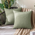 MIULEE Pack of 2 Decorative Outdoor Solid Waterproof Throw Pillow Covers Spring Faux Linen Garden Farmhouse Cushion Cases for Patio Tent Balcony Couch Sofa 20x20 Inch Gray Green