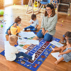 Ottomanson 3'3" x 5' Alphabet Kids Rug - Educational ABC Play Mat for Playroom, Bedroom, Daycare & Classroom - Fun & Interactive Learning Carpet - Durable & Non-Slip for High-Traffic Areas, Blue