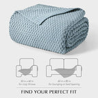 EVERGRACEHOME Chunky Chenille Knit Throw Blanket for Couch, Soft Luxurious Moss Stitch Blankets for Bed, Cozy Decorative Farmhouse Knitted Throws for Sofa, Chambray Blue, 50" x 60"
