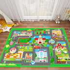 Kids Car Playmat, Kids Rug for Playroom Car Mat Town City Road Traffic Rugs, Play Mat for Floor, Extra Large Boys Kid Car Track Play Rug (Style SIX, 59X 39.4 INCH)