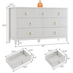 GarveeHome Fluted Dresser for Bedroom, 54 Inch Wide 7-Drawer Wood Dresser, Modern Chest of Drawers, Storage Organizer Cabinet for Living Room, Hallway, Entryway, White