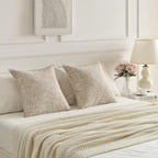 FUTEI Beige Decorative Throw Pillow Covers 18x18 Inch Set of 2,Soft Chenille Tweed Textured Cushion Case,Modern Home Decor for Couch Bed Living Room