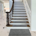 PURE ERA Bullnose Carpet Stair Treads Set Tape Free Non-Slip Indoor Stair Protectors Pet Friendly Rugs Covers Soft Skid Resistant Washable Reusable 9.5" x 30"(2 Pieces,Dark Gray)