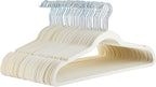 Amazon Basics Slim, Velvet, Non-Slip Sturdy Clothes Hangers, 50-Pack, Ivory/Silver
