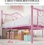 SHA CERLIN Queen Size Bed Frame for Kids,Metal Bed Frame with Butterfly Pattern Design Headboard and Footboard,No Box Spring Needed,Easy Assembly,Pink
