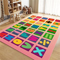 Kids Area Rug English Characters ABC and Math Symbols Learning Carpets, Lovely Cartoon Pink Washable Foldable Door Mat Ideal for Living Dining Room Bedside Kids Girls Bedroom, 5x7ft