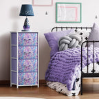 Sorbus Dresser Storage Tower, Organizer Drawers For Closet Boys & Girls Bedroom Bedside Furniture, Chest for Home, College Dorm, Steel Frame, Wood Top, Tie-dye Fabric Bins (4-Drawer, Blue/Pink/Purple)