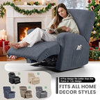 VANSOFY Recliner Chair Covers, 4-Pieces Stretch Recliner Cover Jacquard Soft Reclining Chair Slipcover Furniture Protector with Elastic Bottom for Lazy Boy Recliner(Gray)