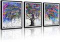 Novatique Tree of Life Wall Art Tree Graffiti Canvas Wall Art Forest Picture Posters Artwork Abstract Graffiti Art Painting for Bedroom Bathroom,12" x 16" x 3Pcs