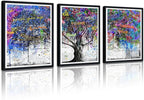 Novatique Tree of Life Wall Art Tree Graffiti Canvas Wall Art Forest Picture Posters Artwork Abstract Graffiti Art Painting for Bedroom Bathroom,12" x 16" x 3Pcs