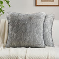 FUTEI Beige Gray Decorative Throw Pillow Covers 18x18 Inch Set of 2,Soft Faux Raccoon Fur Textured Cushion Case,Modern Home Luxurious Decor for Couch Bed Living Room