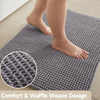 Waffle Bath Mat, Boho Bathroom Rugs Non Slip Washable Super Absorbent Quick Dry Bath Mat Farmhouse Bathroom Decor, 30"x20" Grey