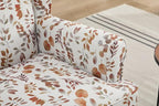 KEIKI Floral Accent Chair for Living Room - Sophisticated Vintage Charm with Classic Wood Legs, Elegant Upholstered Armchair