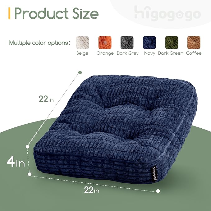 Washable Floor Pillow Cushion for Adults, Meditation Cushion Pillow, Removable Tufted Blended Corduroy Cover, Large Square Floor Sitting for Tatami Living Room or Yoga, 2Pack, Machine Washable