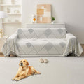 HAOMAIJIA Non Slip Couch Cover Sofa Covers for 2 Cushion Couch Washable sectional Couch Covers for Dogs pet Furniture Protector Couch Cover Blanket for Living Room (CQ-Black/Grey, 71"x102")