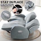 VANSOFY Recliner Couch Cover, 8-Pieces Stretch Recliner Sofa Cover Soft Jacquard Reclining Slipcover Furniture Protector with Elastic Bottom for Kid, Pets(3 Seat,Light Gray)