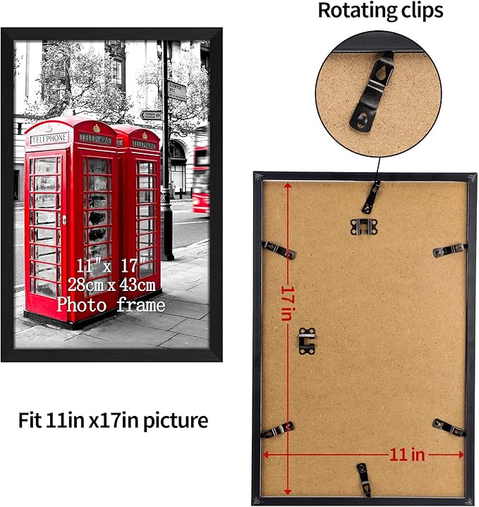 Giftgarden 11x17 Picture Frames Black Poster Frame for Gallery Wall, Set of 7