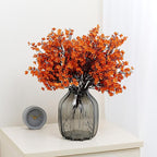 JAKY-Global Babys Breath Orange Silk Artificial Flowers 12 Bundle European Fake Silk Plants Decor Wedding Party Decoration Bouquets Real Touch DIY Home Garden (Orange 12pcs)