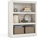 LINSY HOME 3-Tier Bookcase, Small Bookshelf Wood Display Storage Shelves Farmhouse Bookshelf for Home Office, Living Room, Bed Room - White Oak