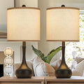 23" Farmhouse Table Lamp Set of 2, Rustic Metal Bedside Lamps for Bedroom, Living Room, Office, Dorm - 3-Way Color Changing, Bulb Included, Home Decor