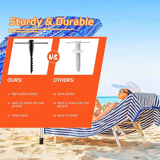 Umbrella Stands for Outside, Heavy Duty Beach Umbrella Sand Anchor Metal Outdoor Umbrella Base In Ground Umbrella Holder Stand No Dig Screw In Ground Anchor