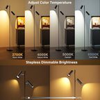 Spotlight Floor Lamp, Tall LED Standing Lamp with Remote/Touch Control, 2700K-6500K, 350°Rotating Head Standing Lamp, Reading Floor Lamp for Living Room, Bedroom, Office & Wall Art, Dual Head