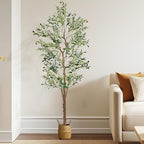 VECELO Artificial Olive Tree, 5FT Faux Olive Trees, Fake Silk Plant for Indoor Outdoor Home Office Decor, 2 Pack