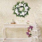 24 Inch Spring Summer Wreaths for Front Door, Spring Wreath,Summer Door Wreaths Outside,Large Floral Flowers Wreath with White Hydrangea for All Seasons Indoor Outdoor Home Decor