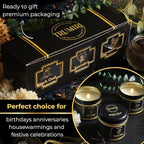 Candle Gift Set of 3 Black Oud|Jasmine|Eucalyptus Lime Highly Scented Soy Candels Natural Non Toxic Velas Aromáticas Favors for Women Coworkers Friends Guests Also for Fall Diwali Christmas Holidays