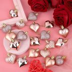 Elcoho 48 Pieces Valentine's Day Heart Shaped Baubles Hanging Heart Ornaments Valentines Tree Decorations for Valentines Day Ornaments Party Wedding Anniversary Decor, Rose Gold