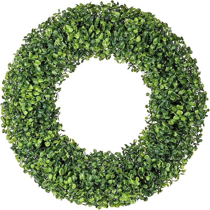 Wreaths, 20" Wreath, Boxwood Wreaths for Front Door, for Spring, Summer, Fall or Winter Wreath,Used for Farmhouse, Room Indoors,Outdoors, corridors, Offices. (Green)
