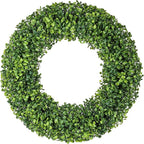 Wreaths, 20" Wreath, Boxwood Wreaths for Front Door, for Spring, Summer, Fall or Winter Wreath,Used for Farmhouse, Room Indoors,Outdoors, corridors, Offices. (Green)