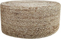 Jute Pouf Ottoman | Footrest Pouf | Hand Braided - Round Boho Pouffe - for Living Room, Bedroom, Nursery (20"x20"x10") Natural