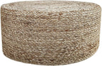 Jute Pouf Ottoman | Footrest Pouf | Hand Braided - Round Boho Pouffe - for Living Room, Bedroom, Nursery (20"x20"x10") Natural