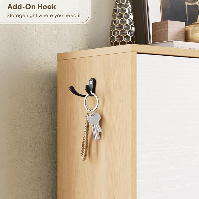 Nicetree Shoe Storage Cabinet for Entryway, Morden Shoe Cabinet, Freestanding Shoe Rack Cabinet, Hidden Shoe Dresser for Hallway,Foyer, Natural Oak and White
