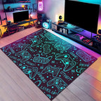 4x6 Gaming Rug for Boys Room - 3D Printed Games Theme Fluorescent Green Gamer Area Rug for Livingroom Teen Boy Gamer Room Rug Decor Video Game Area Carpet for Bedroom,Game Room